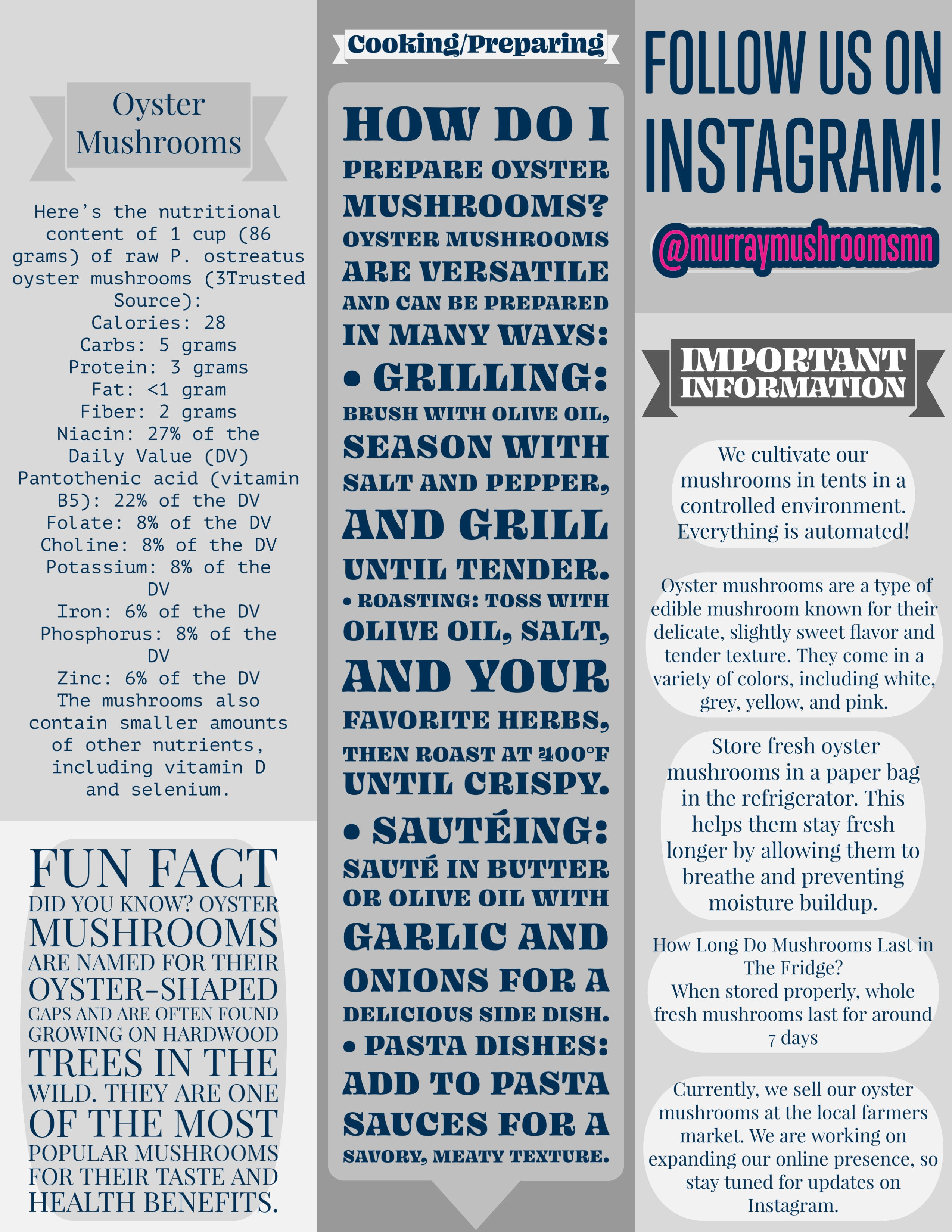 Murray Mushrooms — Oysters brochure