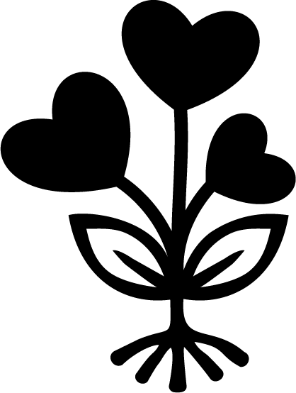 DBG — 3 heart flowers black